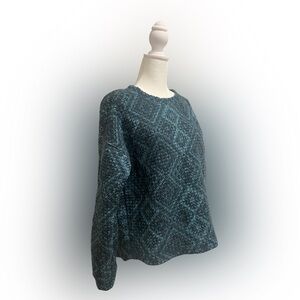 Teal Patterned Long Sleeve Top